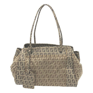 FENDI Handbag 8BN174 PVC / nylon beige Zucchino Women Used Authentic